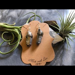 Silver Wire Wrapped Quartz Earrings